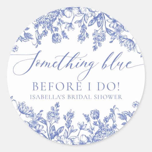 Elegant Something Blue voor ik bruidsfeest doe Ronde Sticker (Voorkant)