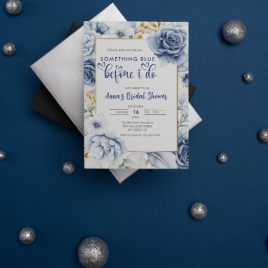 Elegant Something Blue voor ik het doe Bruidsuitva Kaart