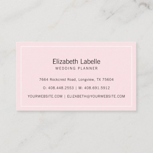 Elegant, Sophisticate Blush Pink Minimal Monogram Visitekaartje (Achterkant)