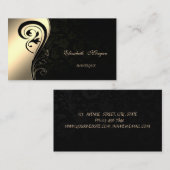 Elegant Sophisticated, Black Damask, Gold Swirl Visitekaartje (Voorkant / Achterkant)