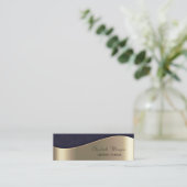 Elegant Sophisticated Faux Gold, Black Damask Mini Visitekaartje (Staand voorkant)