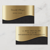 Elegant Sophisticated Faux Gold, Black Damask Visitekaartje (Voorkant / Achterkant)
