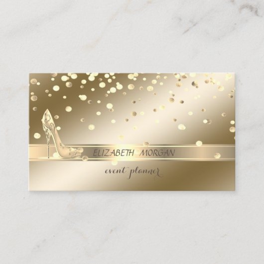 Elegant Sophisticated, Gold Confetti, High Heels Visitekaartje (Voorkant)