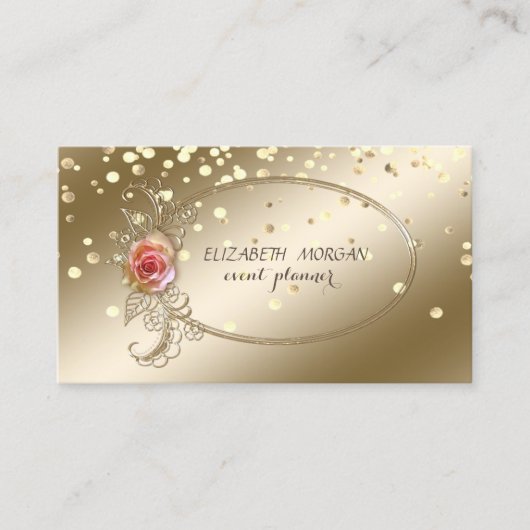 Elegant Sophisticated, Gold Confetti, Roos Visitekaartje (Voorkant)