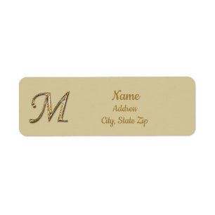Elegant Sophisticated Gold Letter M Monogram Etiket
