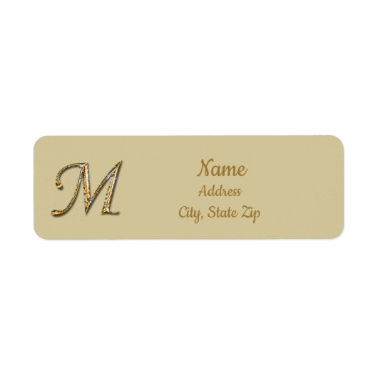 Elegant Sophisticated Gold Letter M Monogram Etiket (Voorkant)