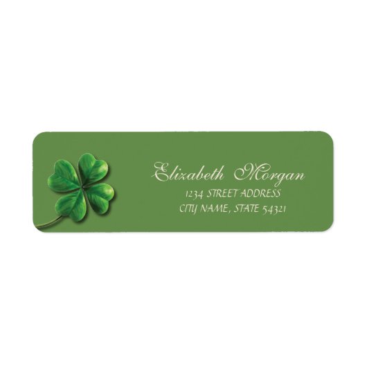 Elegant Sophisticated Green Shamrock Address Etiket (Voorkant)