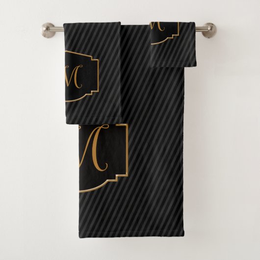 Elegant, Sophisticated Striped Monogram  Bad Handdoek (Insitu)