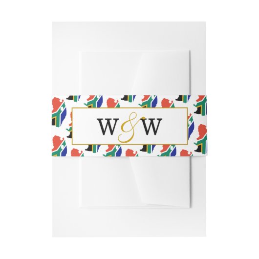 Elegant SOUTH AFRICA Monogram Wedding Celebration Uitnodigingen Wikkel (Voorkant Voorbeeld)