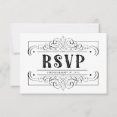 Elegant South Western Black en White RSVP Kaartje (Voorkant)