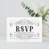 Elegant South Western Black en White RSVP Kaartje (Staand voorkant)
