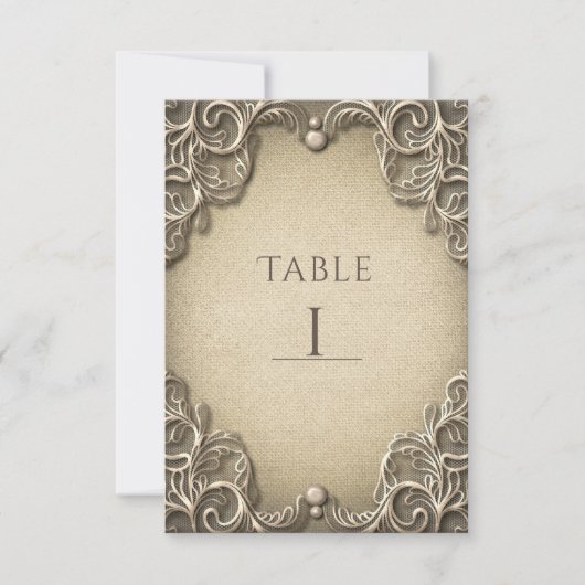 Elegant Southern Charm Rustic Burlap Table Number Kaart (Voorkant)