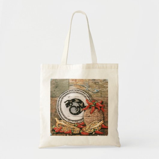 Elegant Southwestern Design Bag w/ lizard, chilis Tote Bag (Voorkant)