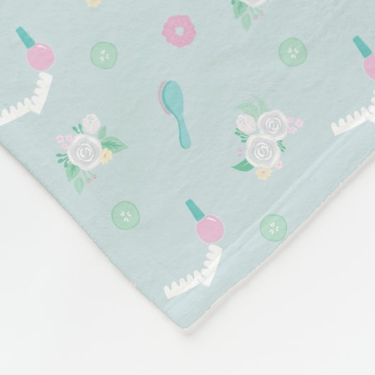 Elegant Spa-dingen met een blauw ontwerp voor roze Fleece Deken (Hoek)