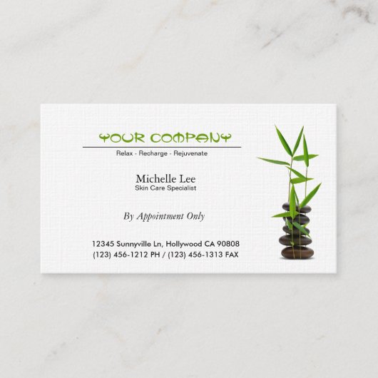 Elegant spa / Huidverzorger / Massage Zen Afsprakenkaartje (Voorkant)