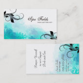 Elegant Spa Manager Visitekaartje Blauwgroen Blauw (Voorkant / Achterkant)