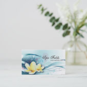 Elegant Spa Manager Visitekaartje - Blue Plumeria (Staand voorkant)