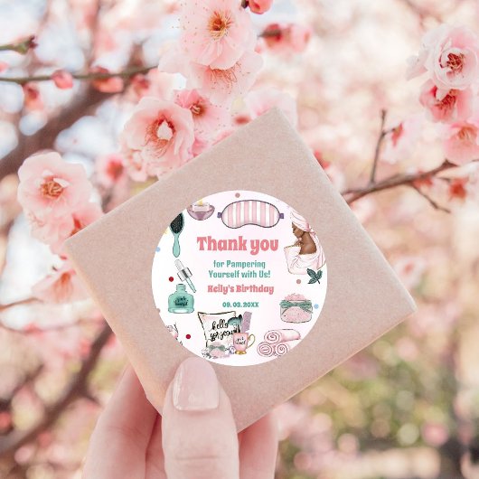Elegant Spa Pamper Verjaardagsfeest Dank u Ronde Sticker