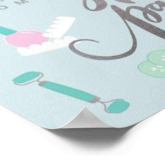 Elegant Spa Party (aangepast)-teken in blauw/faux  Poster (Hoek)