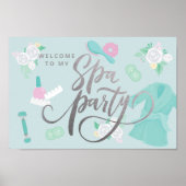 Elegant Spa Party (aangepast)-teken in blauw/faux  Poster (Voorkant)