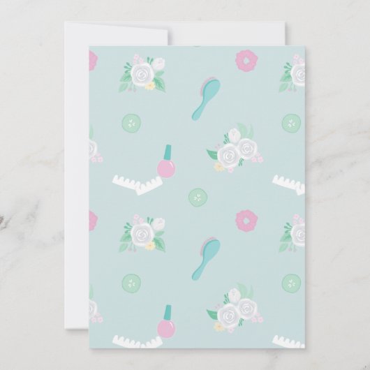 Elegant Spa Party Invitation Blue w/faux Silver Kaart (Achterkant)