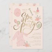 Elegant Spa Party Invitation w/faux gold Kaart (Voorkant / Achterkant)