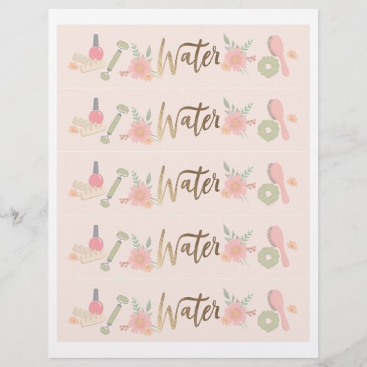 Elegant Spa Party labels op waterflessen Flyer (Voorkant)