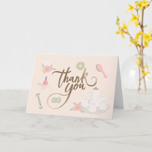 Elegant Spa Tea Party Par-Tea Dank je script Kaart (Gele Bloem)