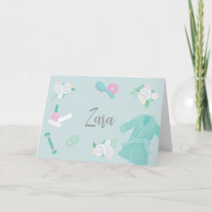 Elegant Spa-themed custom note faux-Silver/Blue Kaart