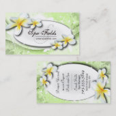 Elegant Spa Visitekaartje Green White Plumeria (Voorkant / Achterkant)