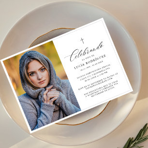 Elegant Spaans Funeral Memorial Foto Kruis Kaart