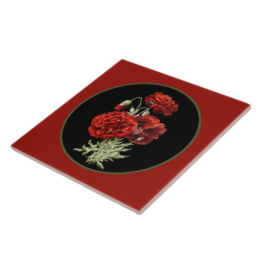 Elegant Spaanse rode papaver  decor Tegeltje (Zijkant)