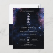 Elegant Space Theme Astronomy Moon Wedding Invitat Briefkaart (Voorkant / Achterkant)