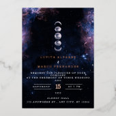 Elegant Space Theme Astronomy Moon Wedding Invitat Folie Uitnodiging (Voorkant)