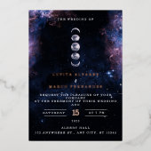 Elegant Space Theme Astronomy Moon Wedding Invitat Folie Uitnodiging (Voorkant)