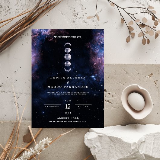 Elegant Space Theme Astronomy Moon Wedding Kaart