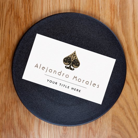 Elegant Spade Symbool Logo Casino Poker Nachtspel Visitekaartje
