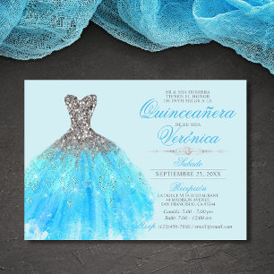 Elegant Spain Quinceañera Mis Quince Blue Kaart