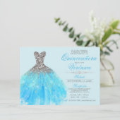 Elegant Spain Quinceañera Mis Quince Blue Kaart (Staand voorkant)