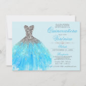 Elegant Spain Quinceañera Mis Quince Blue Kaart (Voorkant)