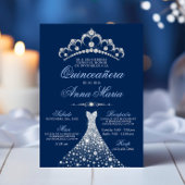 Elegant Spain Quinceañera Mis Quince Navy Blue Kaart