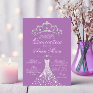 Elegant Spain Quinceañera Mis Quince Paars Kaart
