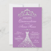 Elegant Spain Quinceañera Mis Quince Paars Kaart (Voorkant)