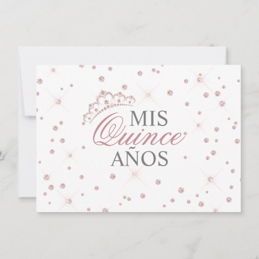 Elegant Spain Quinceañera Mis Quince Pink Rose I Kaart (Achterkant)