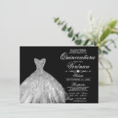 Elegant Spain Quinceañera Mis Quince Silver Kaart (Staand voorkant)
