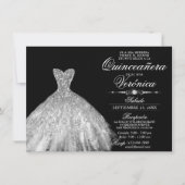 Elegant Spain Quinceañera Mis Quince Silver Kaart (Voorkant)