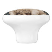 Elegant Spaniel On Floral Background Keramische Knop (Zijkant)