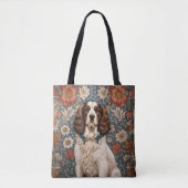 Elegant Spaniel On Floral Background Tote Bag (Voorkant)