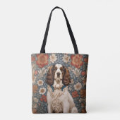 Elegant Spaniel On Floral Background Tote Bag (Achterkant)