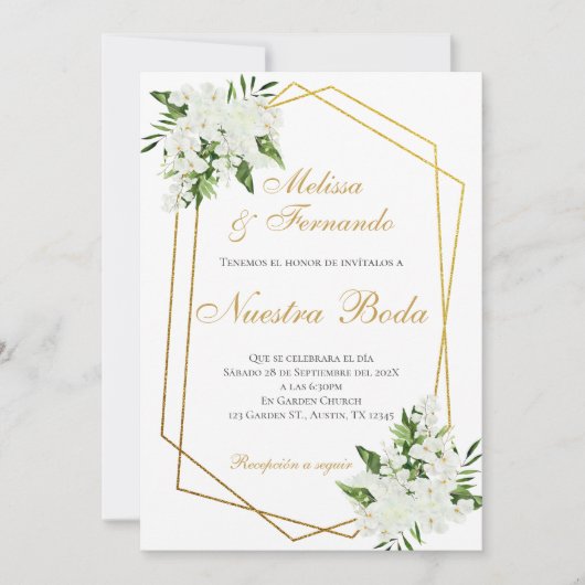 Elegant Spanish Wedding Invitation Kaart (Voorkant)